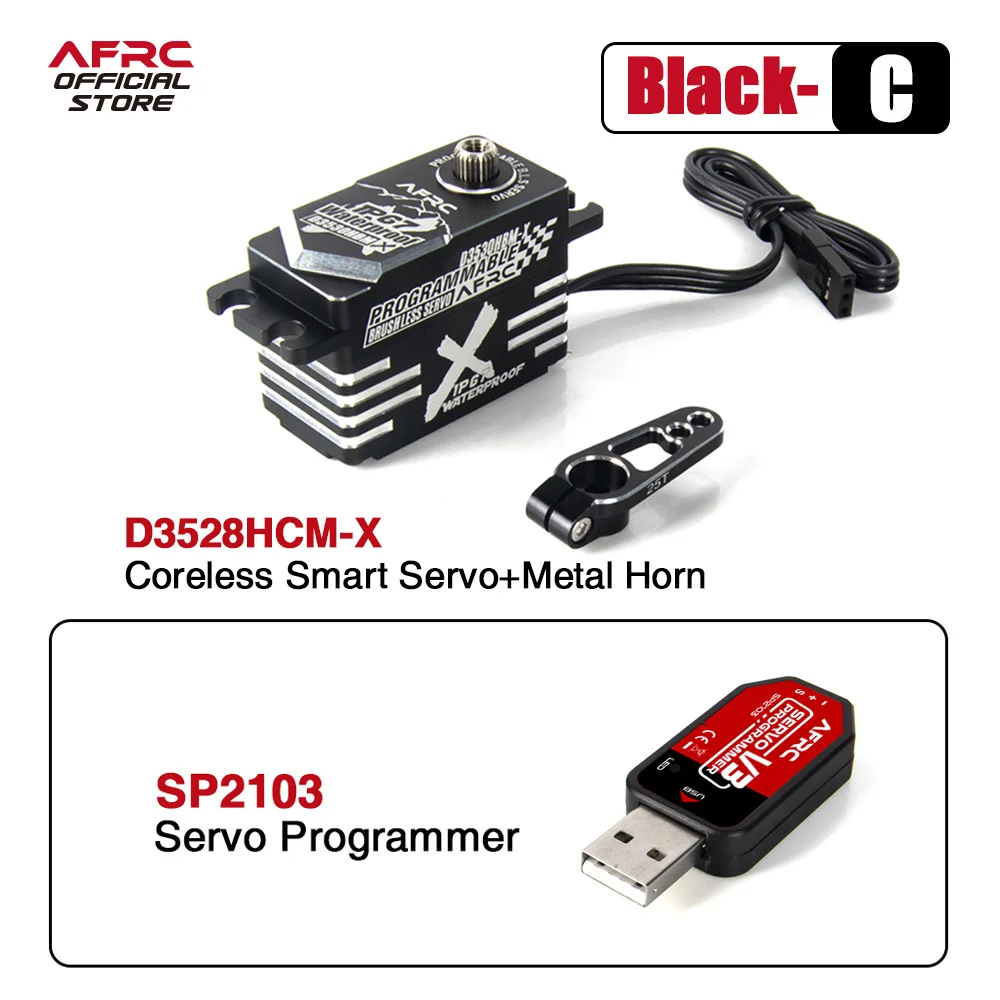 AFRC-D3528HCM-X Low Profile Pro IP67 Waterproof Programmable Smart Servo Gyro Programming For 1/10 1/8 1/5 RC Car Boat Kit DIY