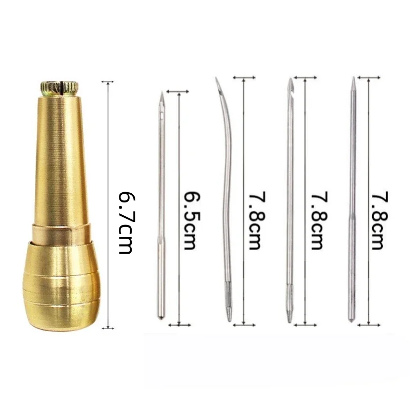 الجلود الخياطة Awl إبرة مع مجموعة مقبض النحاس ، لتقوم بها بنفسك عدة ، قماش خيمة الأحذية أداة إصلاح ، ث النايلون الموضوع