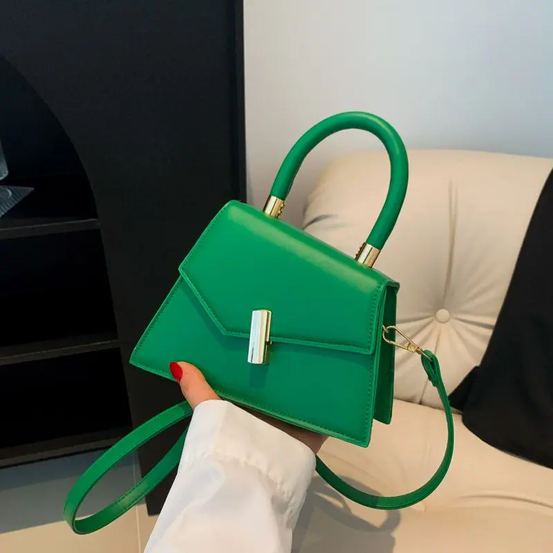 Green Fashion Sling Shoulder Bag Trend PU Leather Messenger Handbags Solid Color Leisure Stylish Crossbody Bags For Women Girls