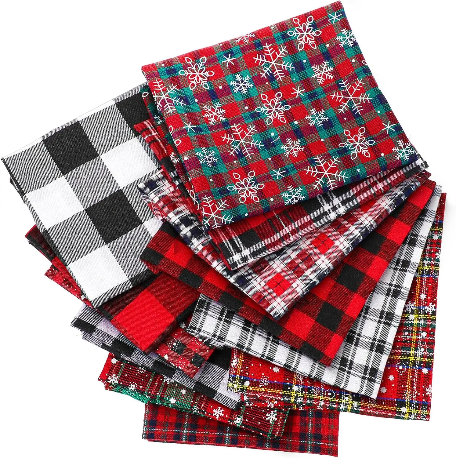 

Christmas Decor Fat Fabric Bundles Buffalo Plaid Fat Quarters Square Charm Yarn-Dyed Checked Quilting for DIY Crafting Sewing
