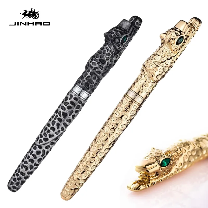 Jinhao Golden Leopard Fountain Pen Metal Cheetah Luxury Elegant F Nib Fountain Pens Writing Office School Supplies Stationery