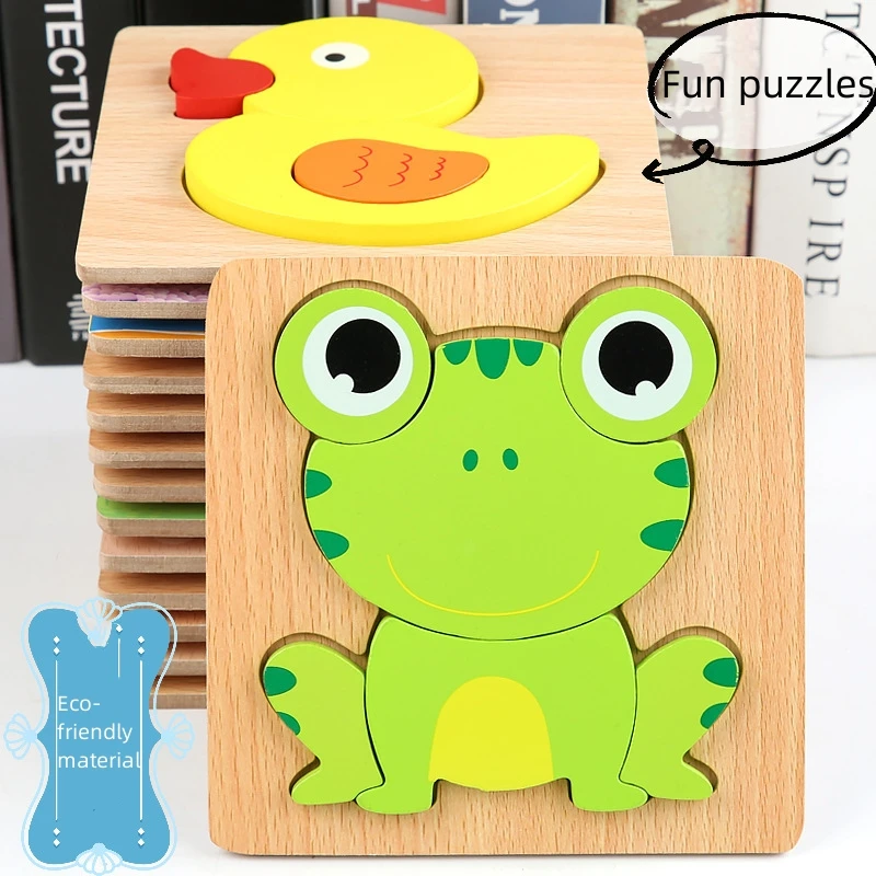 Baby Toys 3D Puzzles Cartoon Animals / Traffic Smart Thickened Wooden Puzzles Puzzle Early Education Toys Kids Gifts