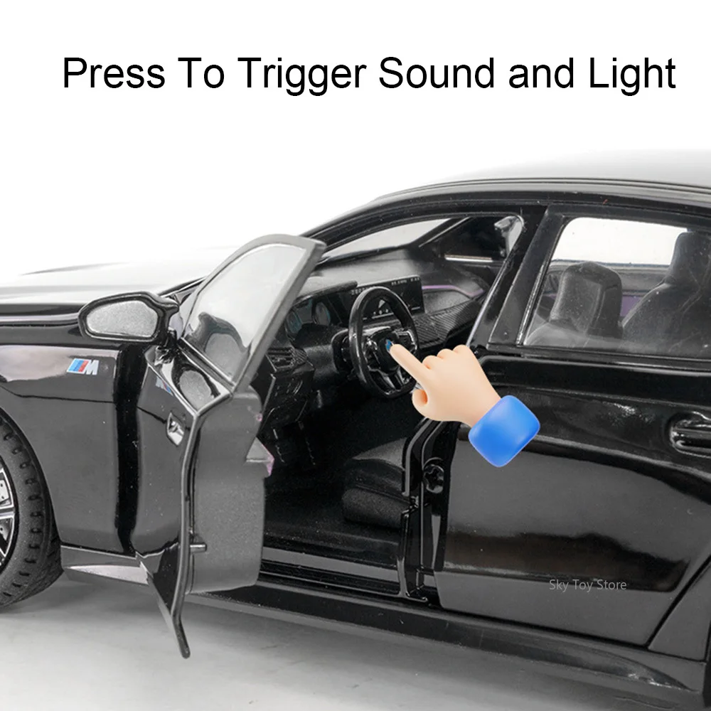 Modelos de coches de aleación fundida I5M60 XM, escala 1:24, juguetes, 6 puertas, sonido abierto, luz, adorno extraíble, modelos para niños, regalos de navidad