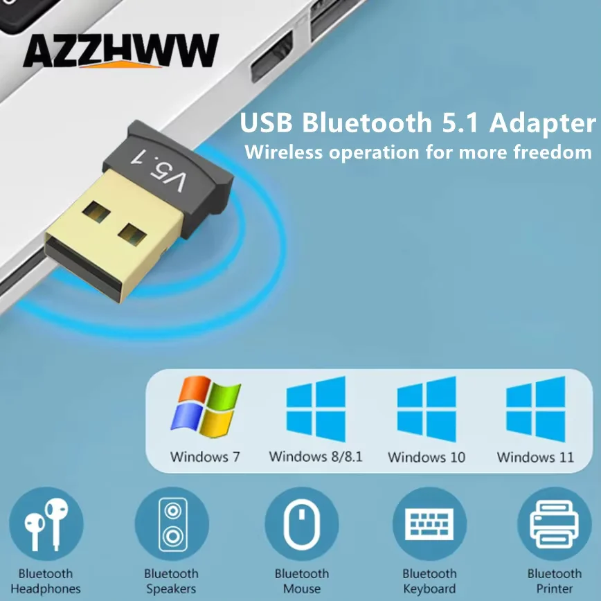 

Wireless USB Bluetooth Adapter Dongle USB Bluetooth 5.4/5.3/5.1/5.0 Audio Receiver Transmitter for PC Laptop Bluetooth Speaker