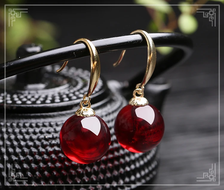 Natural Blue Amber Earrings Charm Yellow Beeswax Amber Luxury Women\'s Earrings Wedding Souvenir 925 sterling silver