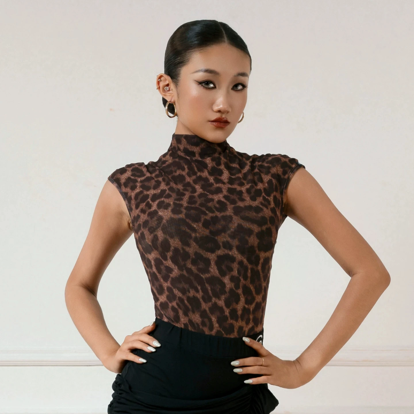2026 New Latin Dance Practice Clothes For Women High Neck Bodysuit Rumba Chacha Tango Dress Female Ballroom Dancewear XH5525