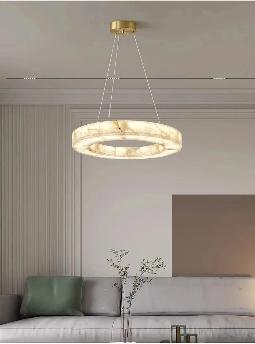Lampe LED Suspendue Ronde en Marbre, Design Créatif Moderne, Luxueuse, GN568TB