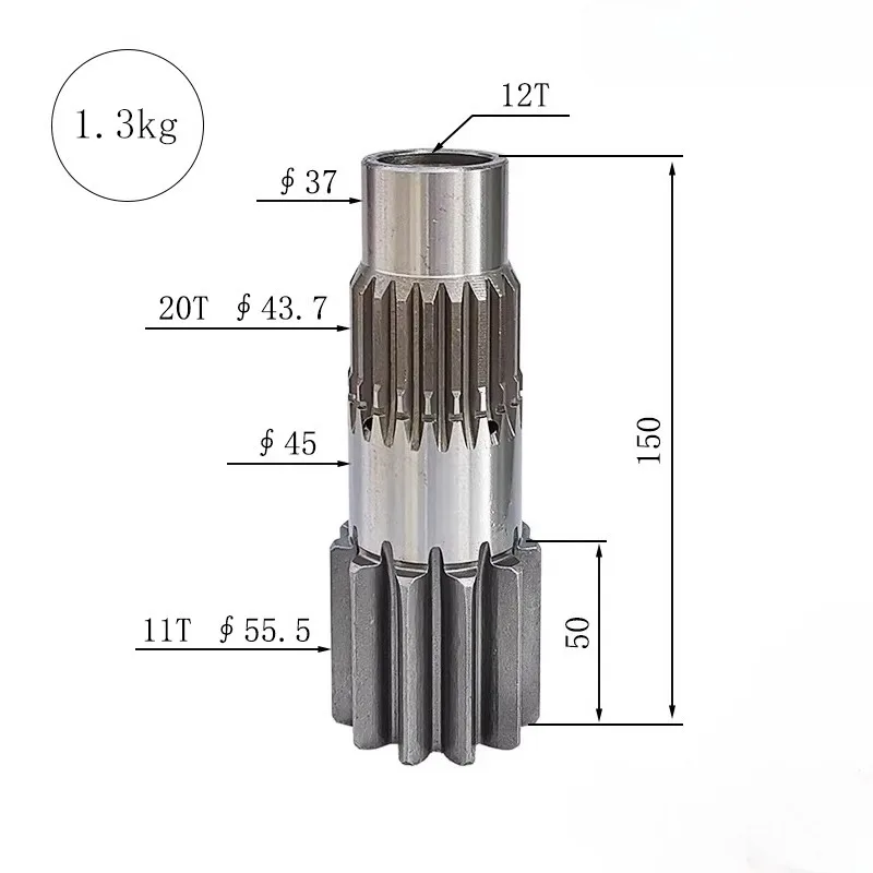 For YANMAR VIO17 Mini Excavator Swivel Motor Vertical Shaft Gear 11/12 Teeth Construction Equipment Part