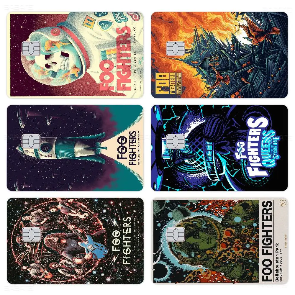 غطاء حماية من الجلد لفرقة Foo Fighters Band Game Anime للجانب الأمامي لبطاقة الائتمان الصغيرة الكبيرة بدون رقاقة