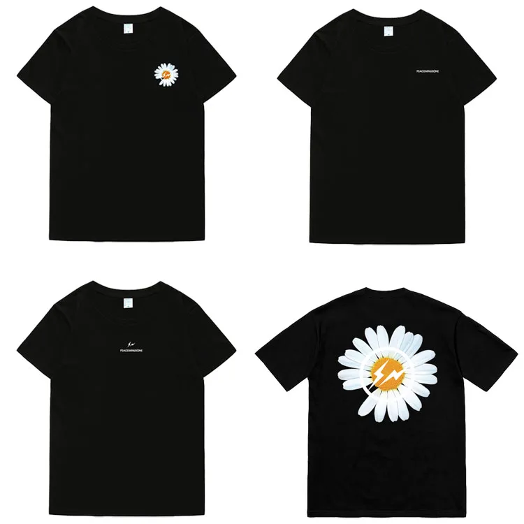 G-Dragon Ins With Lightning Daisy Printed Short Sleeve T-Shirt Men And Women Cotton T-Shirt Loose Student Summer Top Tide