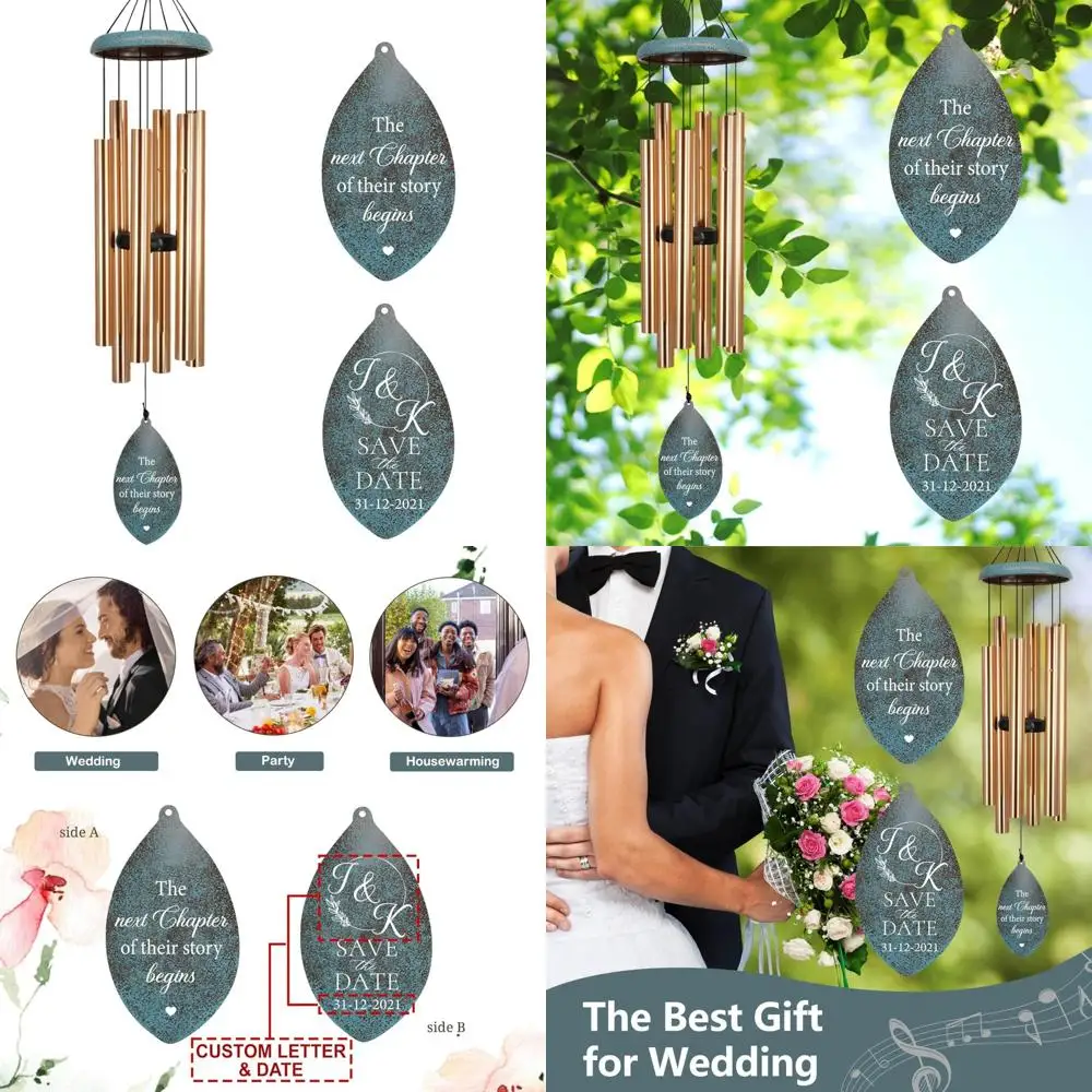 

custom engraved wind chime - couples' names & wedding date 2024
