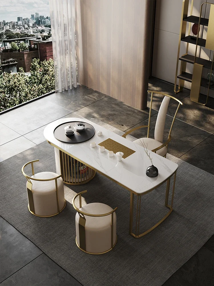 Light Luxury Stone Plate Table-Chair Set Modern Simple Home Kung Fu Tea Brewing Table Tea Table