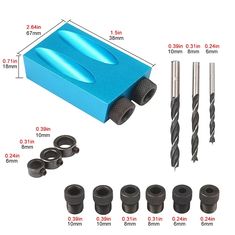 7-15pc blue 15° inclined hole locator woodwork drilling adjustment limiter F clamp three point woodwork drill installation tool