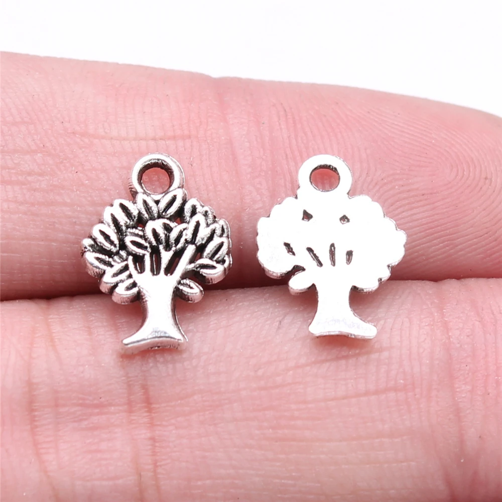 

WYSIWYG 40pcs 15x11mm Tree Charms For DIY Jewelry Making Antique Silver Color Zinc Alloy Charms Pendant Jewelry Findings