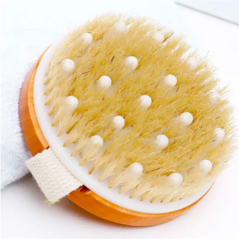 الجلد الجاف الجسم الاستحمام فرشاة لينة الطبيعية الخشن سبا التقشير خشبية الجسم فرشاة اغتسال أدوات مساج لتقشير السيلوليت
