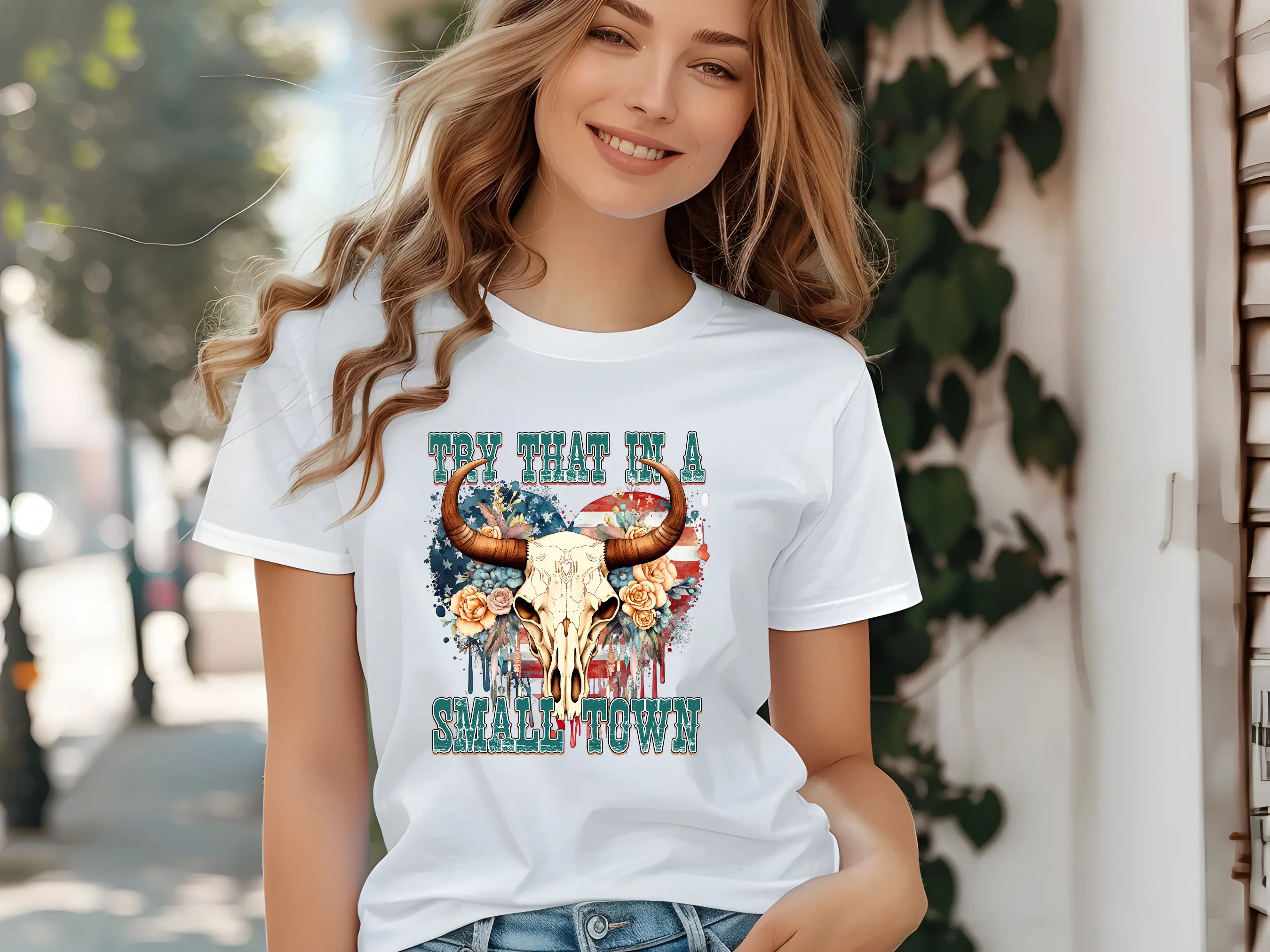 

Try That In A Small Town T Shirt Country Outlaws Western Girl Music Floral