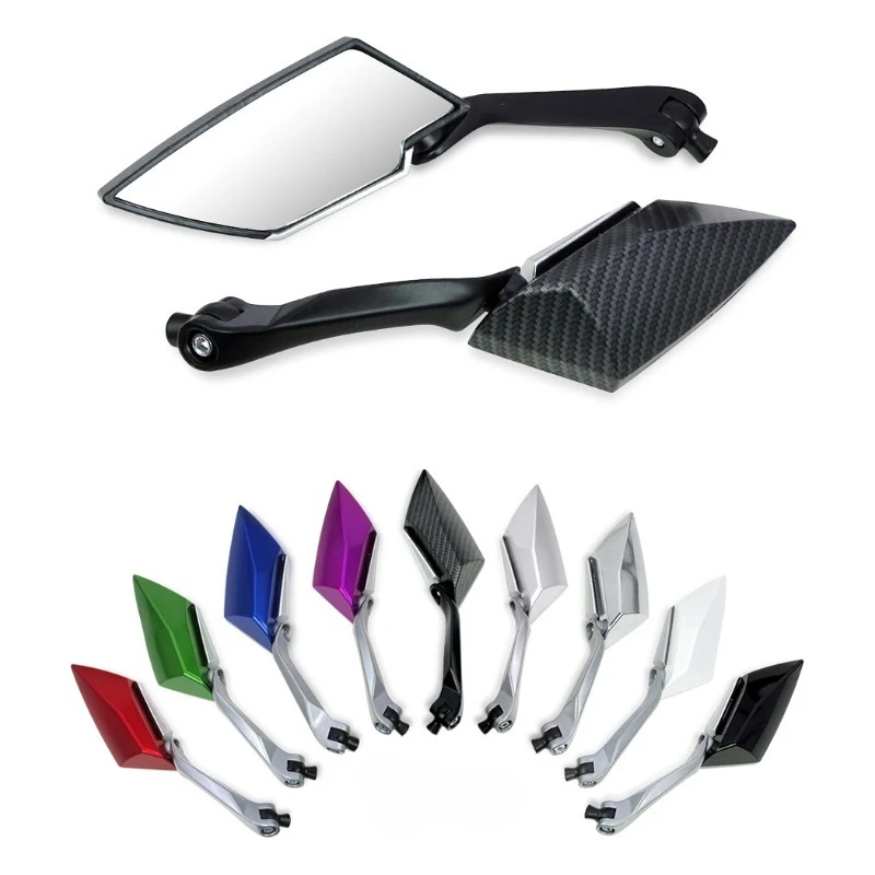 1 paio di specchietti laterali per moto in fibra di carbonio, specchietti retrovisori in vetro bianco, accessori sportivi per moto universali