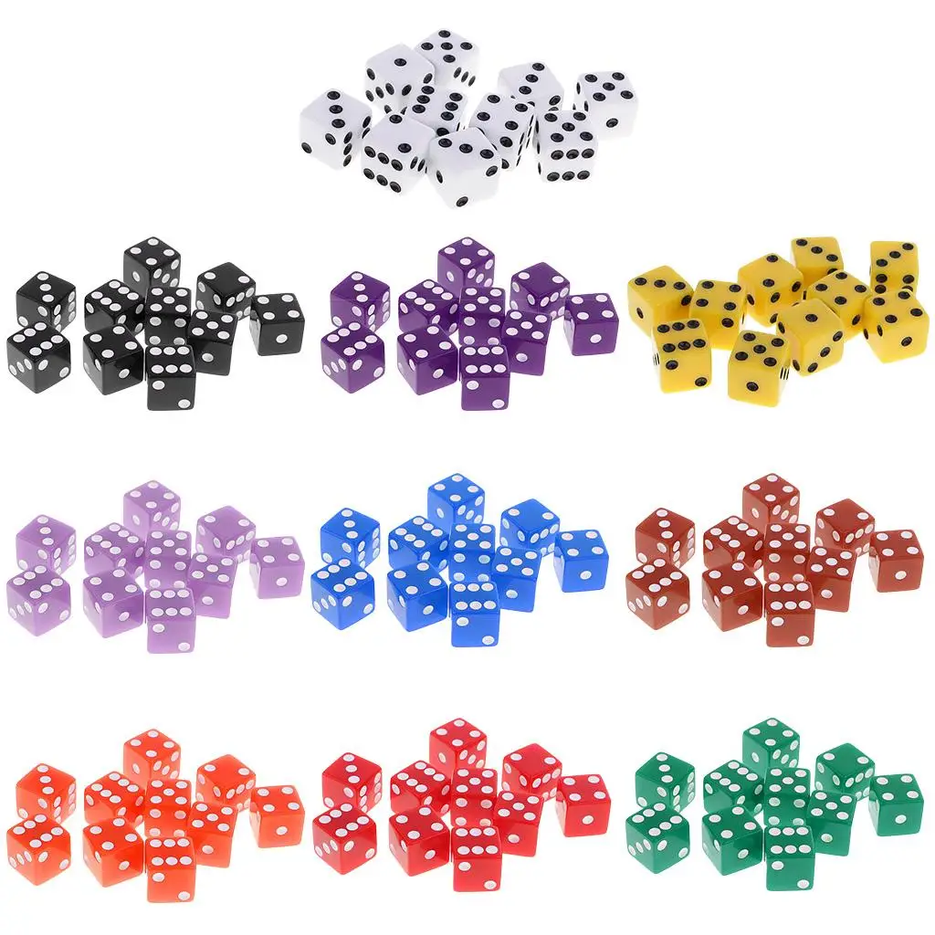 

Six Sided Dice 10pcs Plastic D6 Board Game Dices Bulk Set for Table RPG Casino and Family Fun