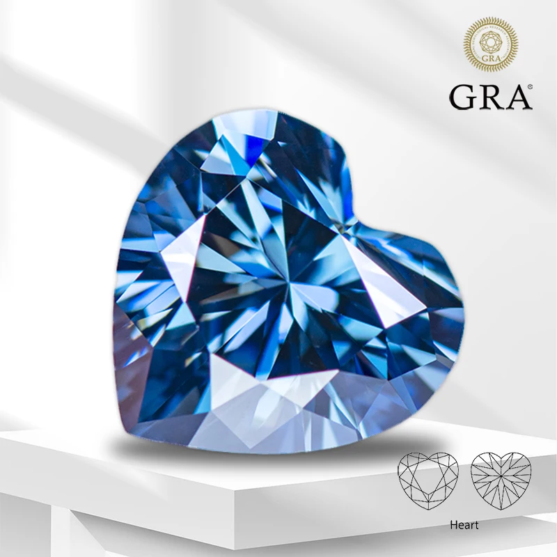 

Moissanite Stone Primary Color Royal Blue Heart Cut Lab Grown Diamond for Advanced Jewelry Making Materials with GRA Certificate