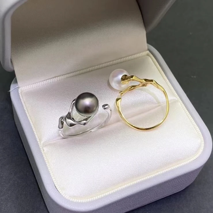 

Wholesale 925 Sterling Silver Adjustable Ring Mount Settings Findings Mountings Accessory Parts for 7-8mm Pearls 5pcs/lot