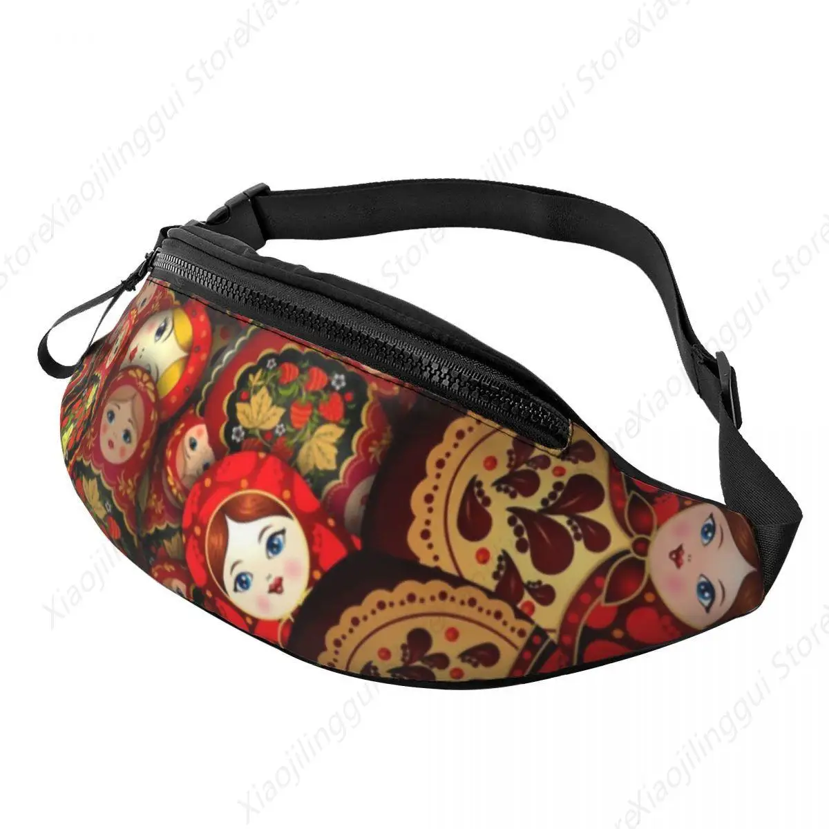 

Russia Matryoshka Doll Fanny Pack Women Men Russian Folk Art Crossbody Waist Bag for Camping Biking Phone Money Pouch