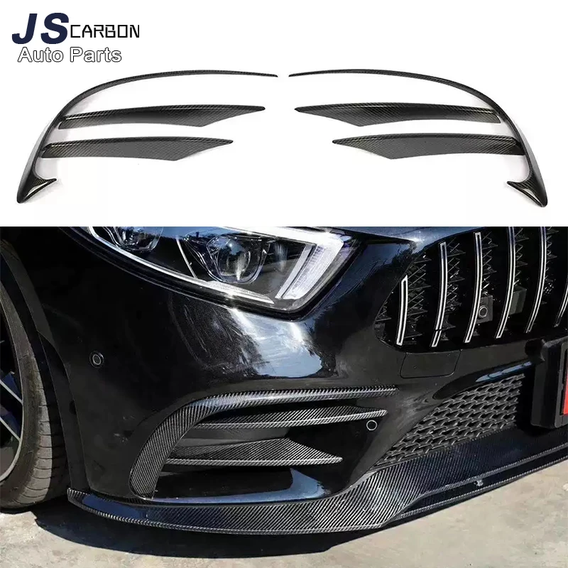 For Mercedes Benz CLS Class W257 2018+ Carbon fiber front bumper separator decorative wind knife models installed auto accesso