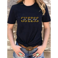 Women's T-shirt Cotton Summer Casual Loose Fashion GUESS Los Angeles Letter Harajuku Printed Round Neck Short Sleeve T-shirt