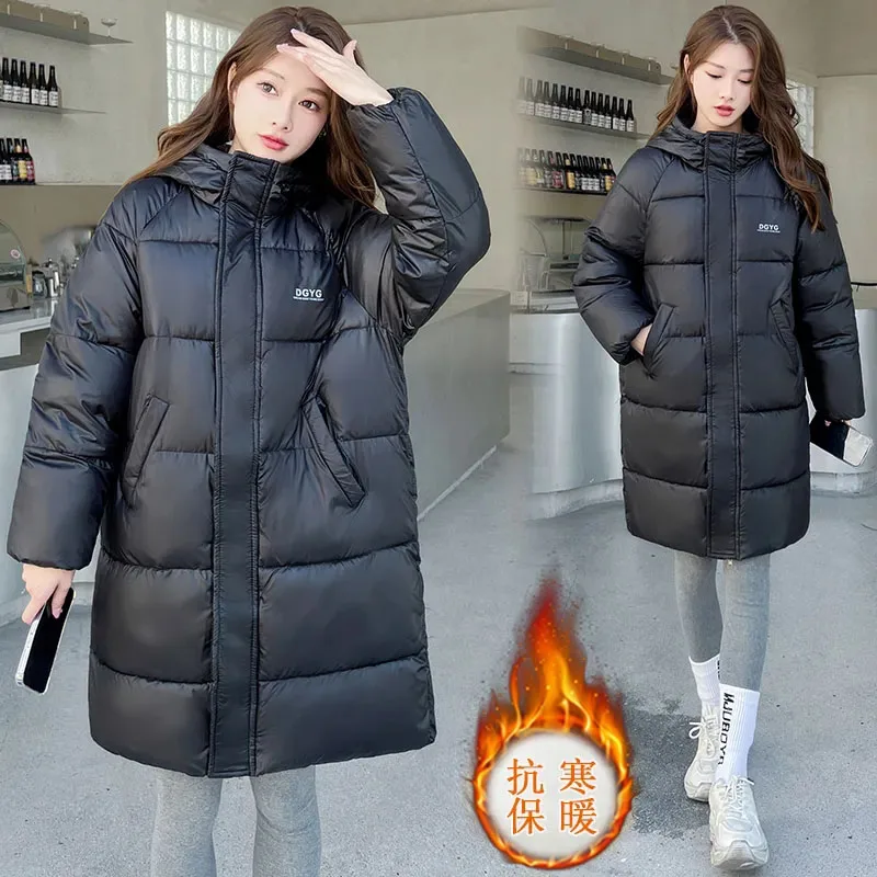 

New Couples Wear Down Cotton Coat Winter Jacket Long Padded Jackets Womens Hooded Parker Overcoat Thick Warm Men Female The Same