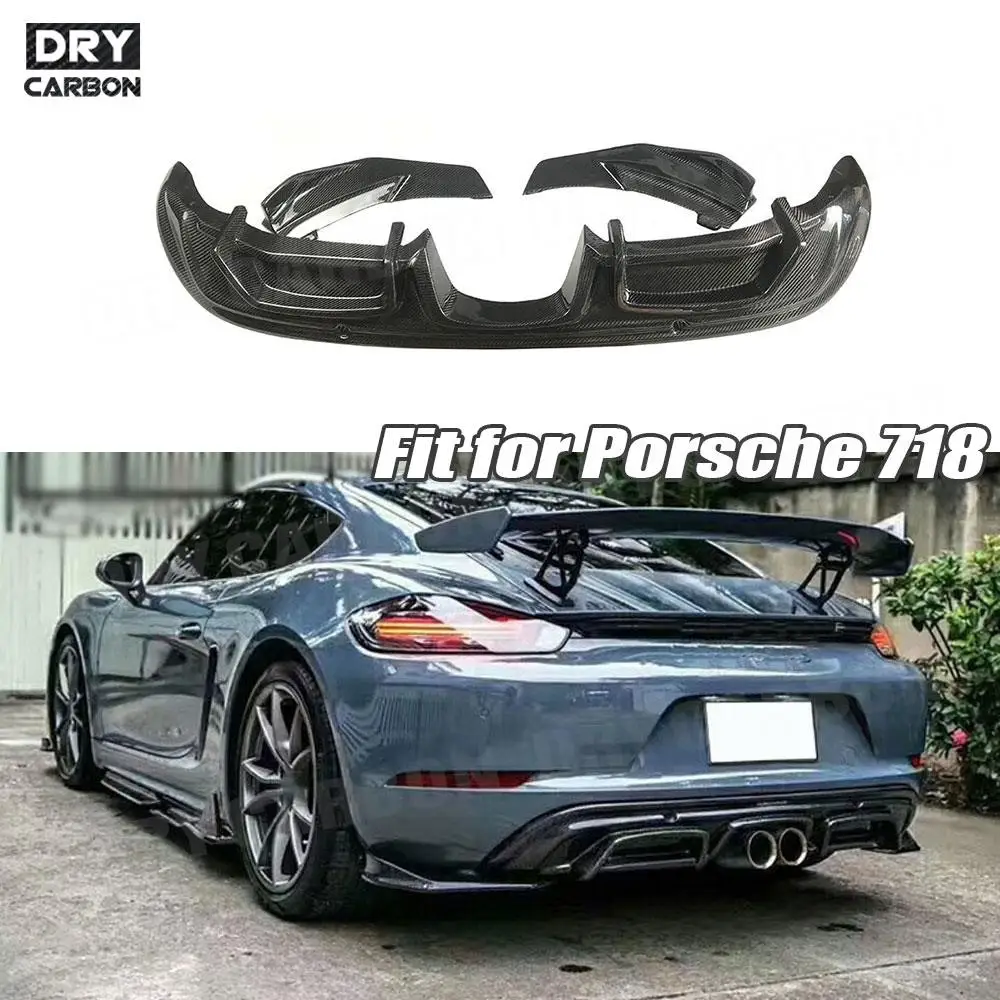 

Carbon Fiber A Style Rear Diffuser Lip Rear Side Splitters Flaps for Porsche 718 Cayman Boxster Base S 2016-2019 Car Accessories