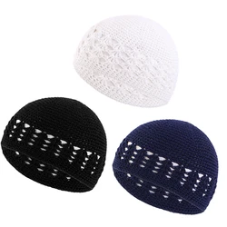 3PCS/LOT Hand-Crocheted Straw Hats For Men And Women Fashion Multicolor Hair Net Wrap Head Beanie Cuffy Hat Cancer Chemo Cap