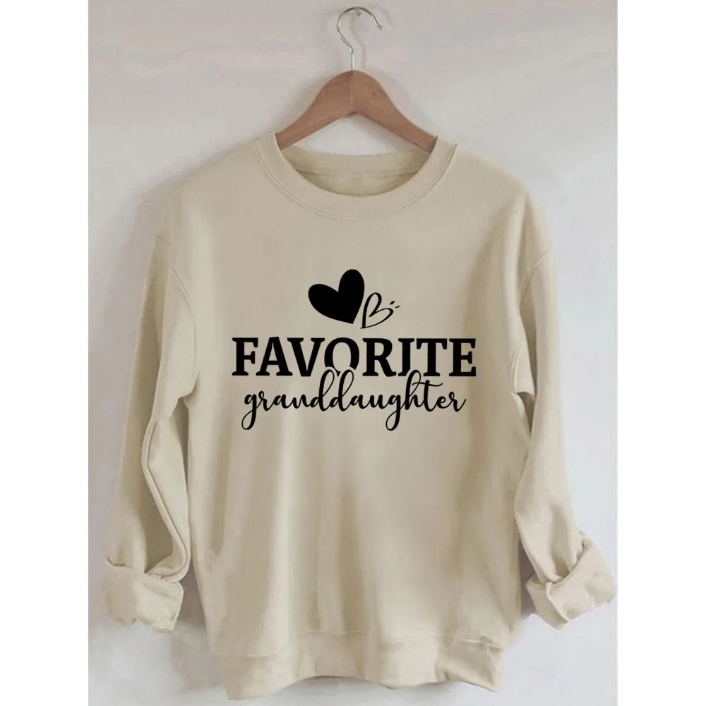 

Rheaclots Women's Favorite Granddaughter Printed Women's Cotton Female Cute Long Sleeves Sweatshirt