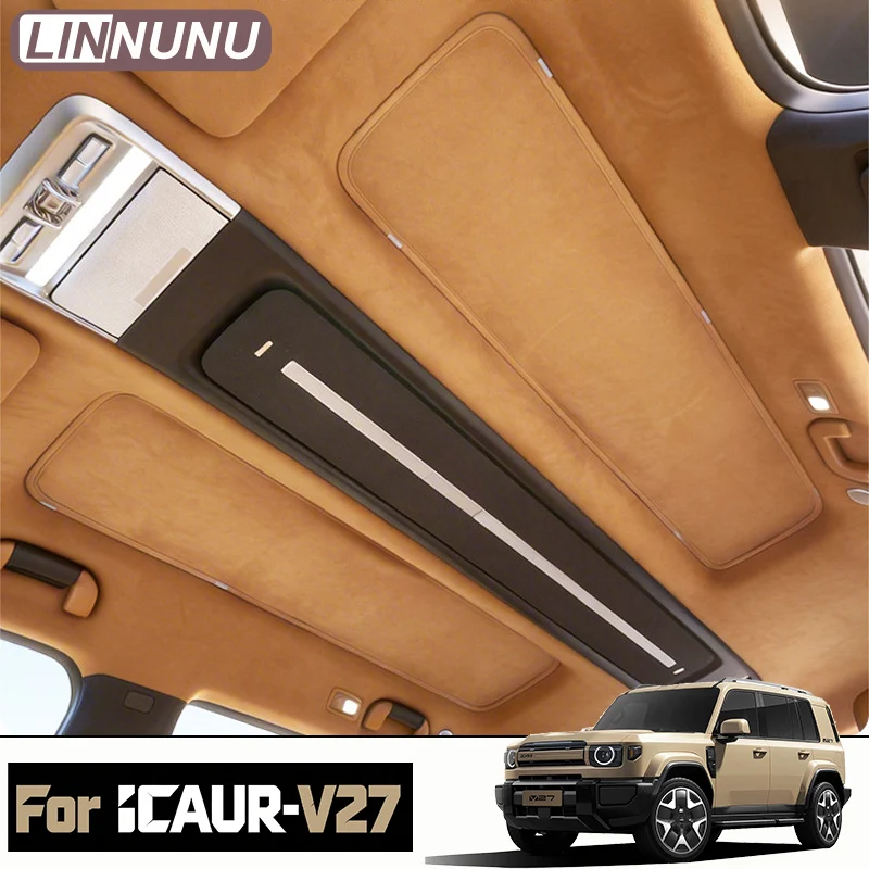LINNUNU Car Roof Sunshade For iCAUR V27 Esteo V27 Suede Ceiling Sun Shade Heat Insulation Clip-On Cover Trim Interior Accessorie