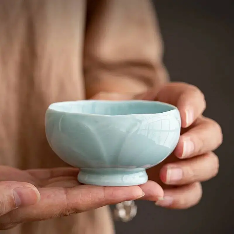 السيراميك لوتس فنجان شاي كوب الشاي المنزلية رائحة التقدير كوب الشاي تخمير كوب الكونغ فو طقم شاي مقاومة للحرارة ماستر كوب واحد #3