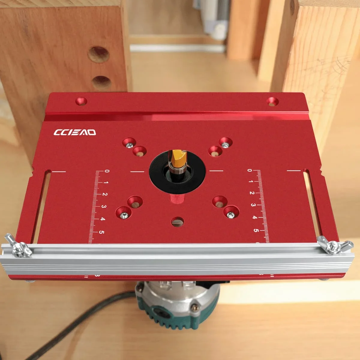Aluminium-Router-Hebebasis mit Router-Tisch-Einlegeplatte, einstellbares Präzisions-Router-Hebesystem für Holzbearbeitungstische – Detail 4
