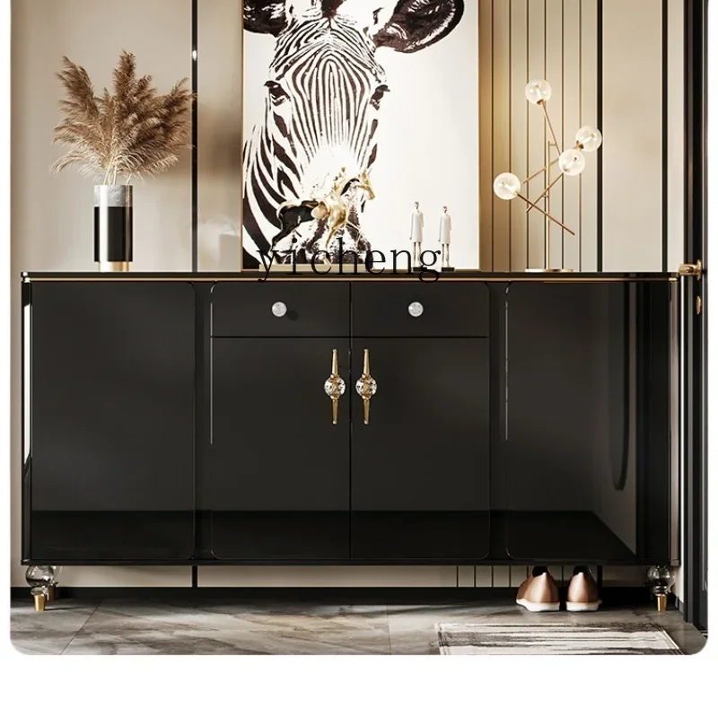 

ZK shoe cabinet light luxury high sense home door large capacity modern black entrance entrance cabinet integrated partition