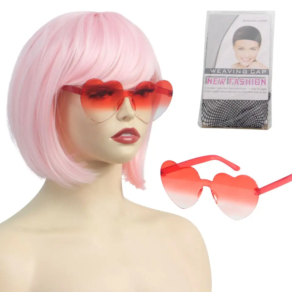 Peluca sintética con ondas de color degradado para mujer con flequillo, para fiestas de anime, Cosplay y cumpleaños, accesorio de cabello largo elegante 4