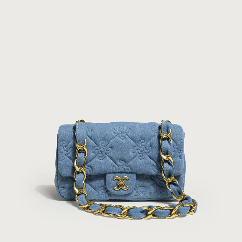 

Сумка подмышки с вышивкой, холщовая сумка, новая женская сумка, маленькая квадратная сумка, сумка на цепочке с бриллиантами.