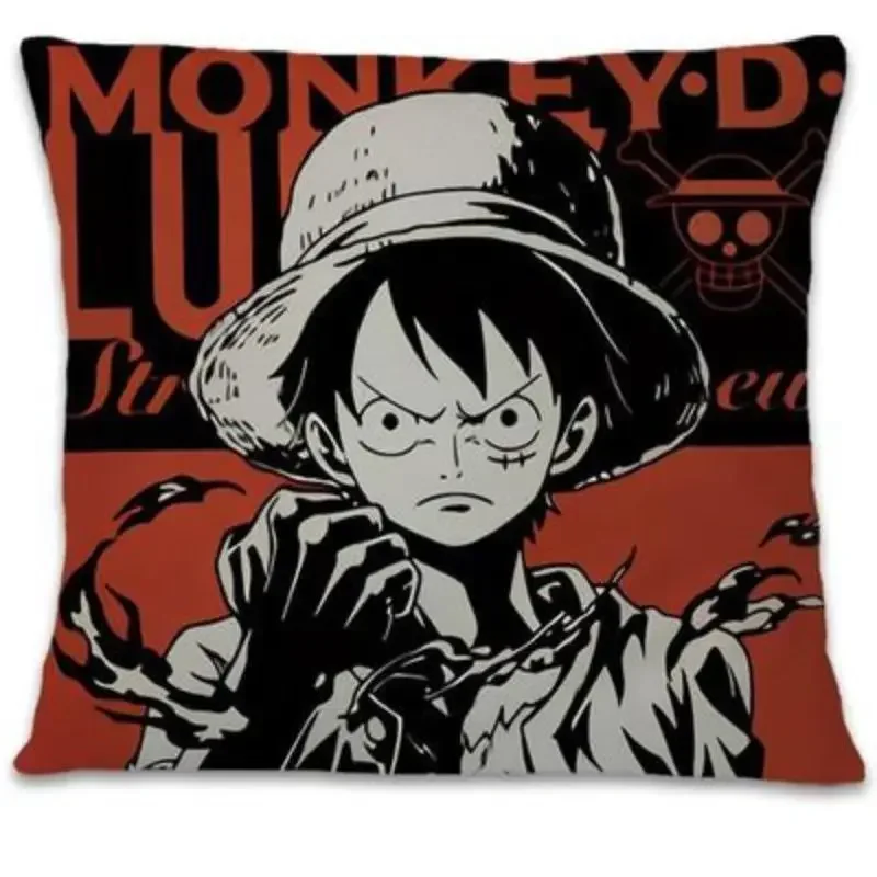 Anime Pillow Cover Luffy Solon Black White Pillow Case for Girls Room Kids Boys Gift Pillows Case Green Interior for Home Decor