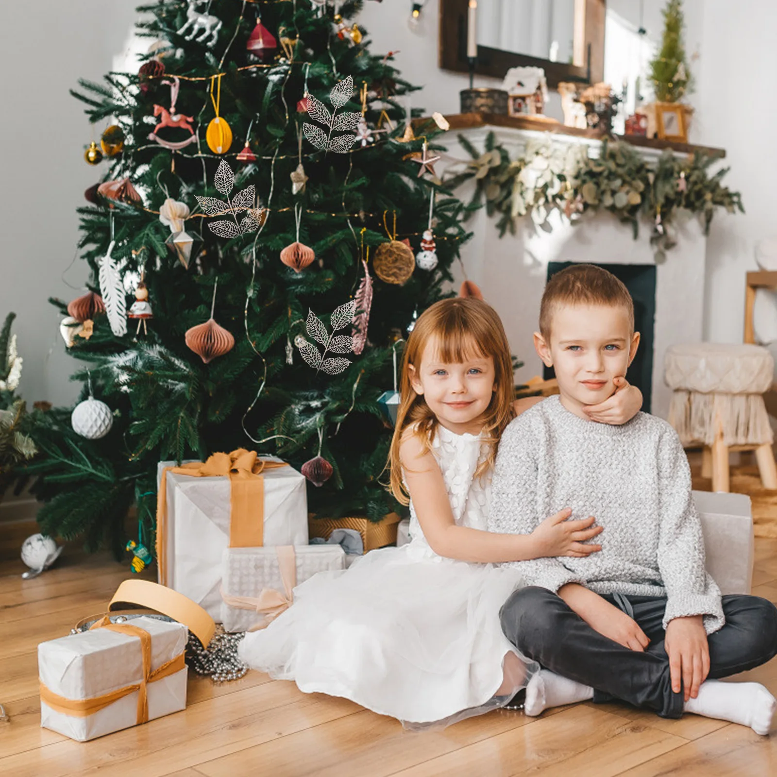 

10pcs Simulation Rose Leaves Hanging Decor Artificial Greenery For Christmas Wreath Decoration Party Supplies Xmas Ornament Fake