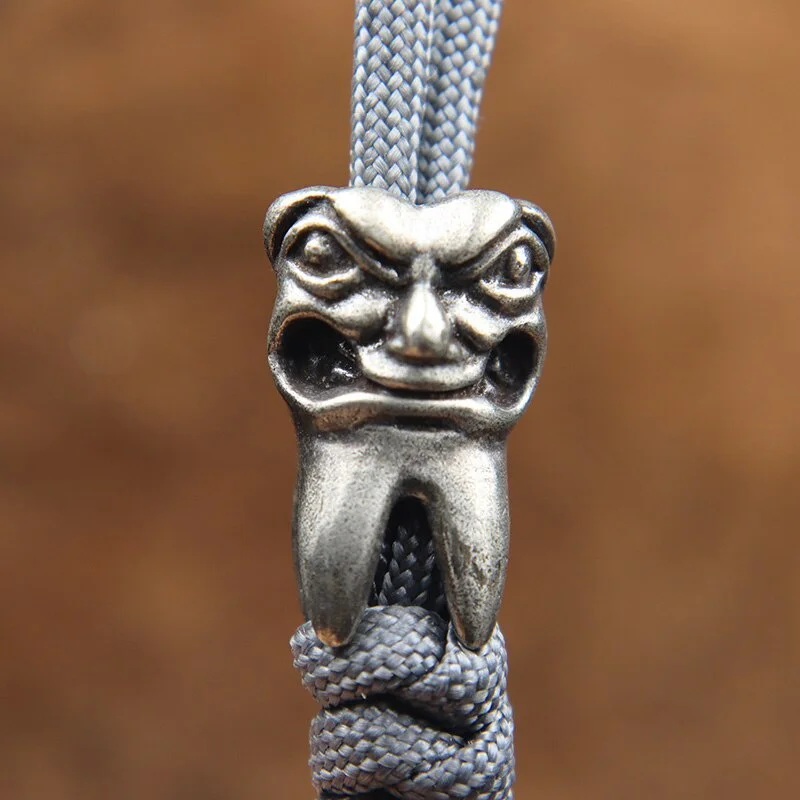 

Lucky Tooth Мудрость Щеки Зубы Ретро Латунь EDC Паракорд Бусины Шнур для зонта Ремешок Подвеска Нож Бусины DIY Браслет Аксессуары