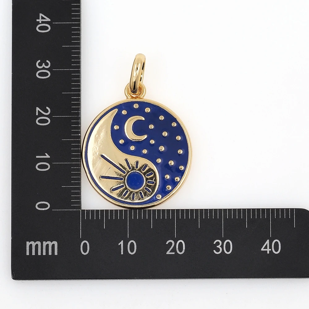 Round Sun Moon Yin Yang Couple Pendant Copper Gold Plated Necklace Hip Hop Charms Jewelry Accessories Gift For Women