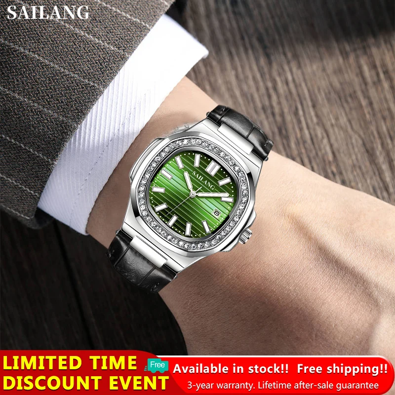 ZUNPAI Original Men Watch Waterproof Leather Stainless Steel Quartz Calendar Luminous Watch for Men Fashion Business Wristwatch