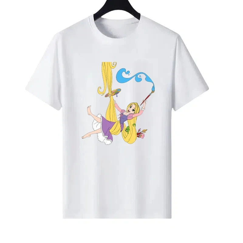 

Disney Princess Pattern Woman Sporty Summer Round Neck Parent-child Clothing Tops Ladies Cheap Short Sleeves T-Shirt Sweatshirts