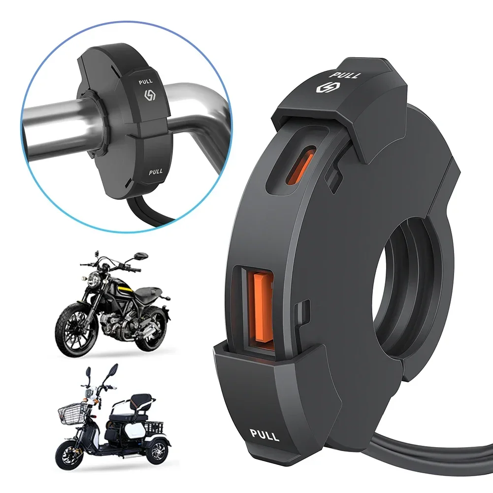 

Universal Motorcycle Phone Charger Waterproof Handlebar Moto USB Charger QC 3.0 Type C Charging Motorcycle Charger 12/24V