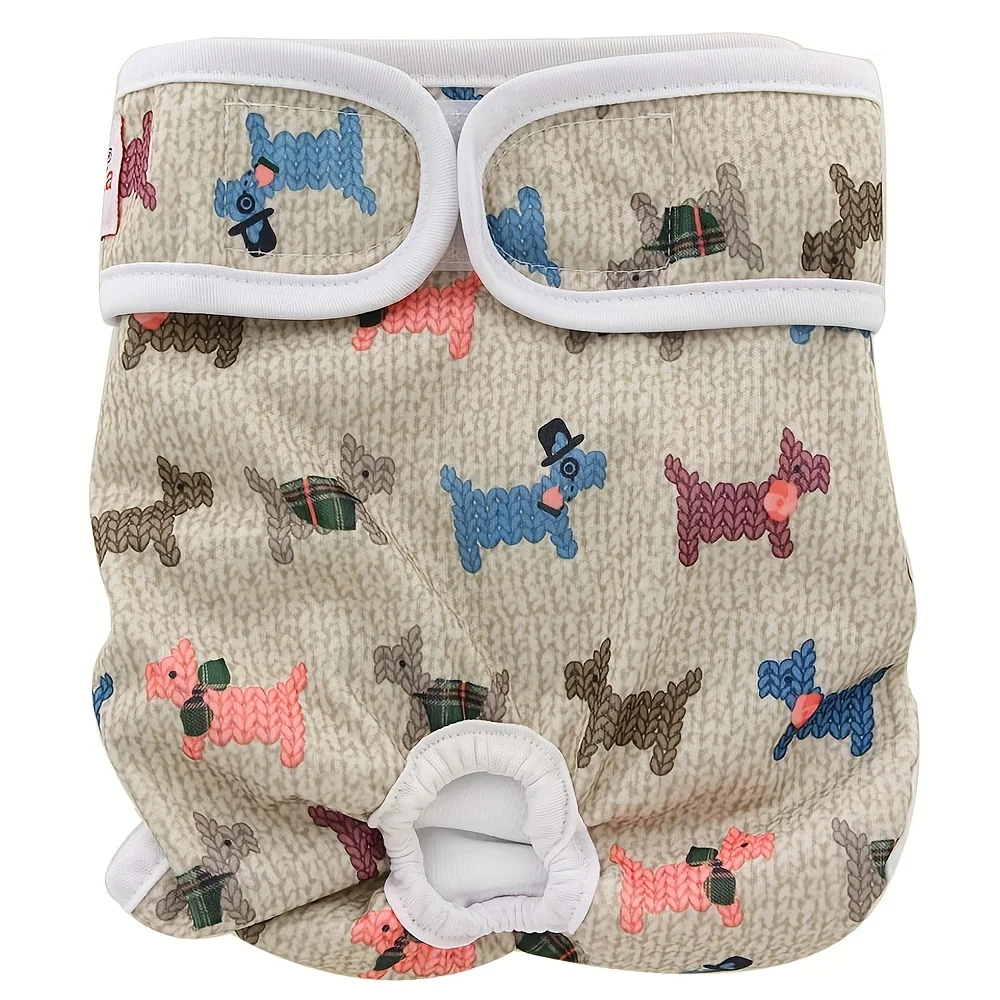 1 pc Reusable Female Dog Diaper Physiological Hygiene Pants Sanitary Diapers Washable Nappy Cover Wrap(jeans/dogs))