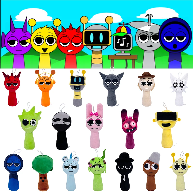 34styles Sprunki Incredibox Plush Toys 20cm Sprunki Stuffed Dolls for Fans Horror Game Cartoon Kawaii Soft Pillow Birthday Gifts