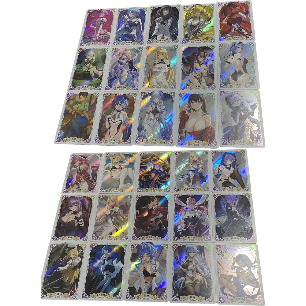 

30Pcs/set Anime Girls ACG Sexy Flash Card Genshin Beelzebul Keqing Ganyu Chun-Li Classic Game Anime Collection Card Gifts Toys