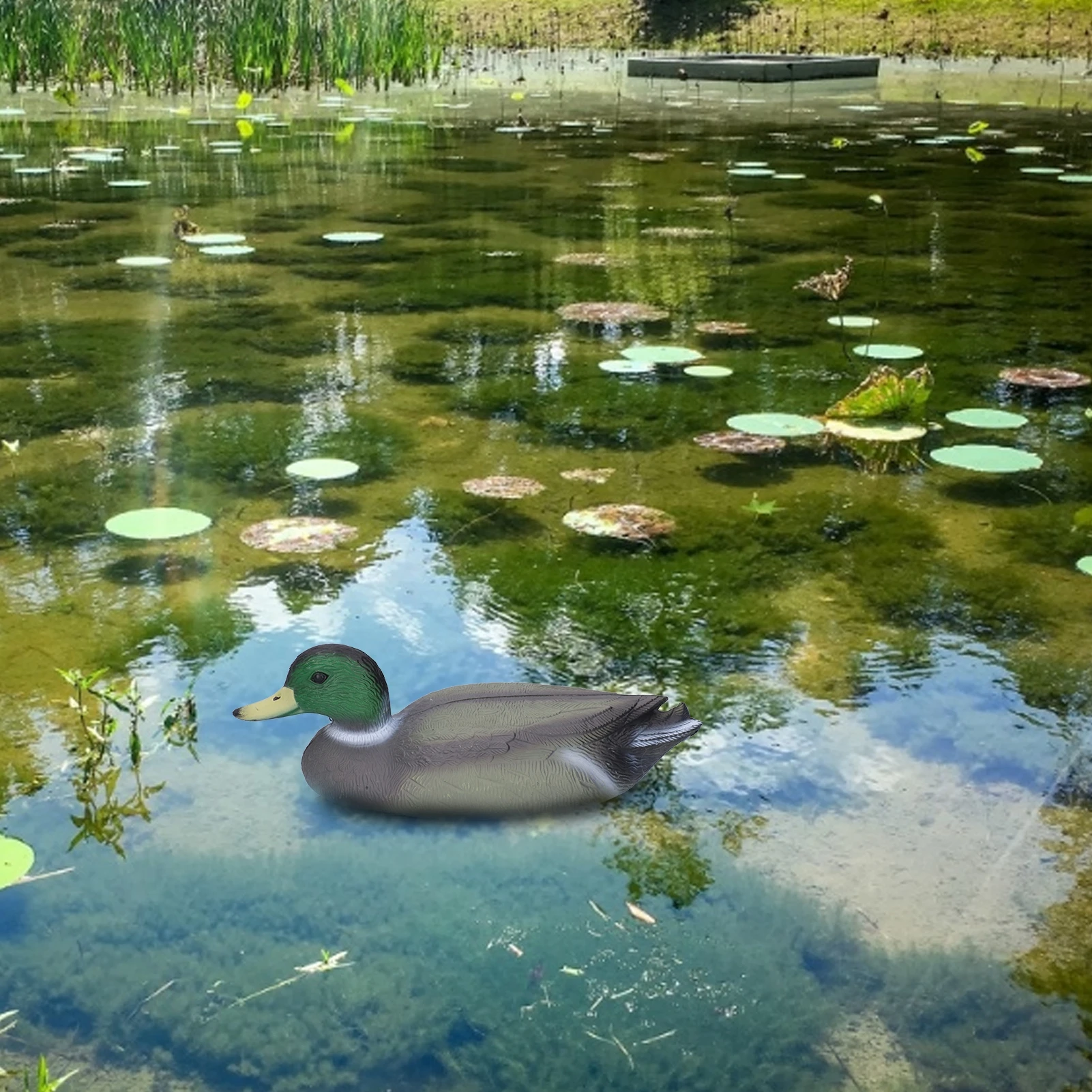 Pato de plástico flotante de simulación para exteriores, decoración de jardín, 34,5x13cm