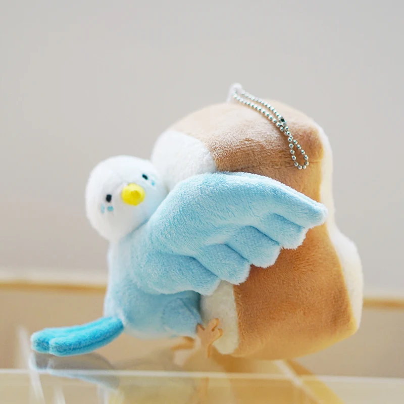 Original Genuine cute kawaii Bread toast Parrot cockatiel birds sparrow stuffed plush dolls keychain pendant gift