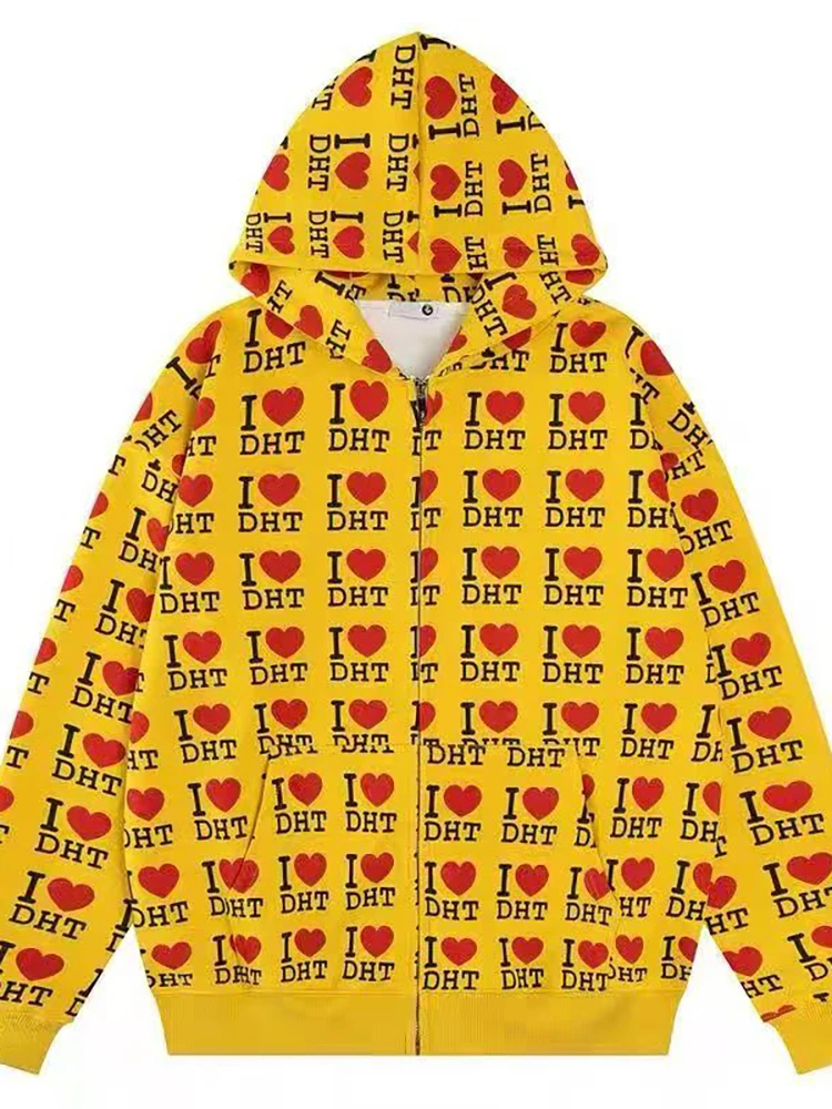 

Autumn and winter new minimalist design color collision pattern women hooded sweatshirt Harajuku Y2k loose zipper sweatshirt